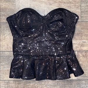 Bebe Sequin Peplum Top